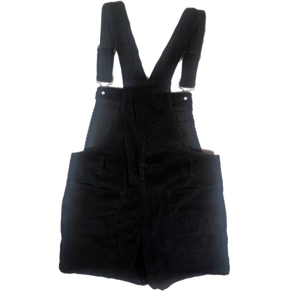 VTG Womens Kathy Ireland Black Corduroy Overall Shorts SZ M 90s Shortalls - Picture 2 of 6